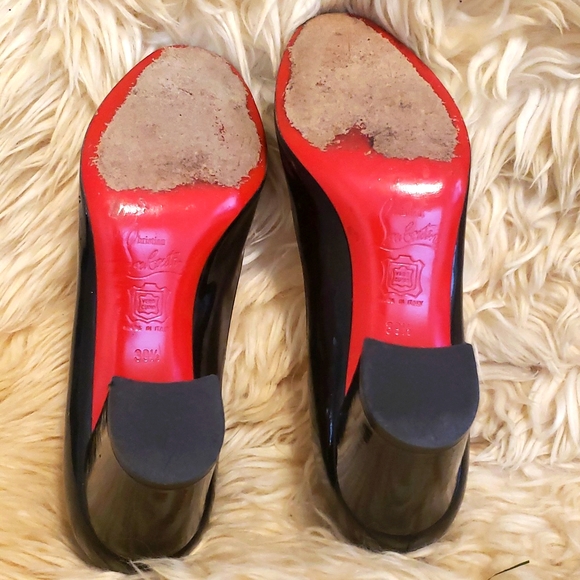 Vintage Christian Louboutin black patent leather peep toe heels size 39 1/2 - Picture 4 of 4